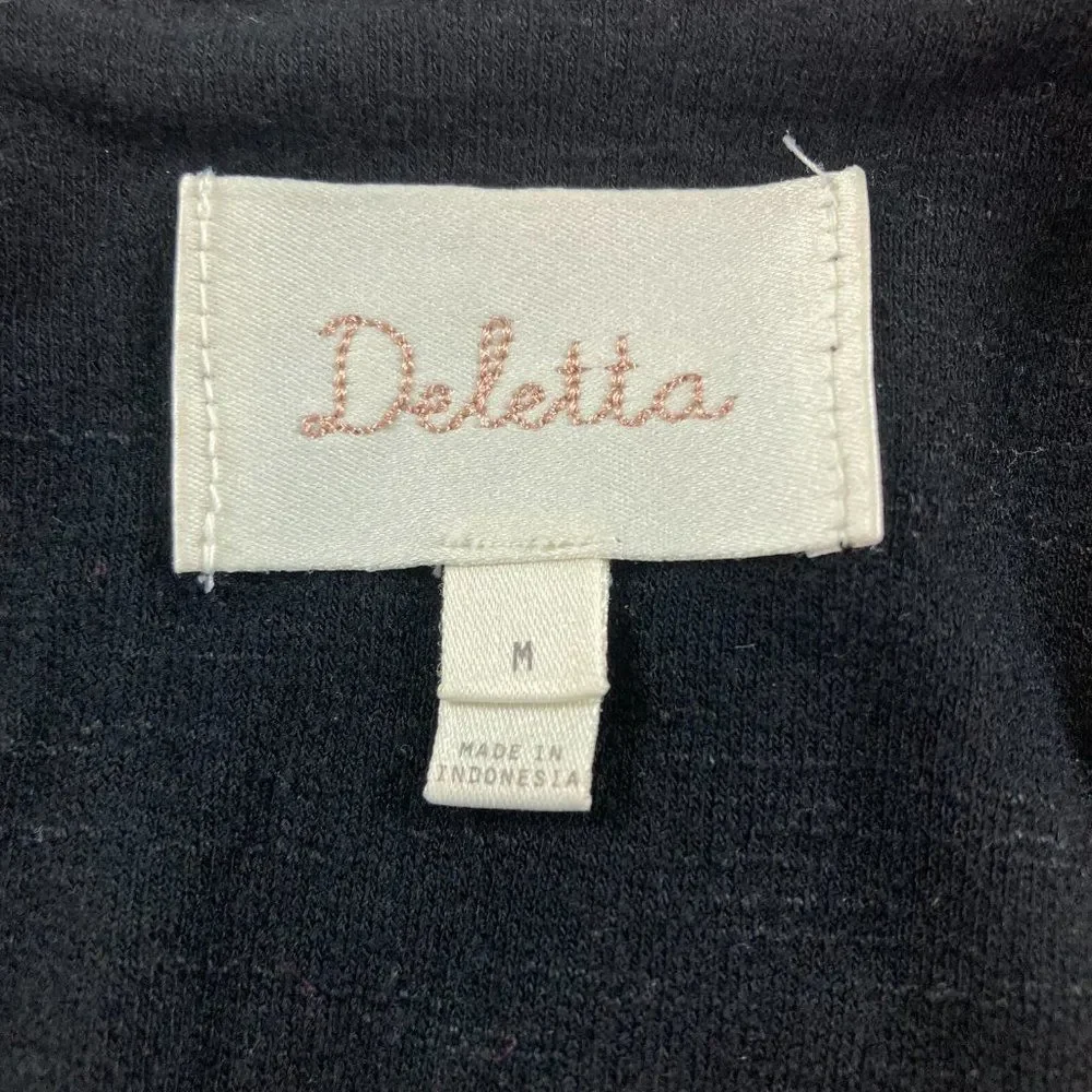 Anthropologie Deletta Black Sleeveless V-Neck Crossover Mini Wrap Blouse Medium - Picture 4 of 7